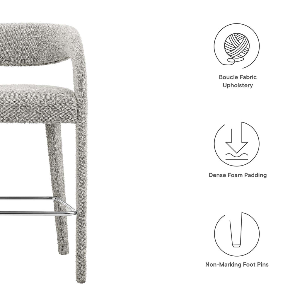 Pinnacle Boucle Upholstered Bar Stool Set of 2 by Modway