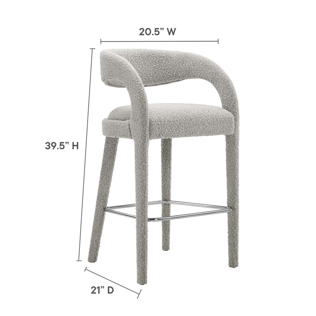 Pinnacle Boucle Upholstered Bar Stool Set of 2 by Modway