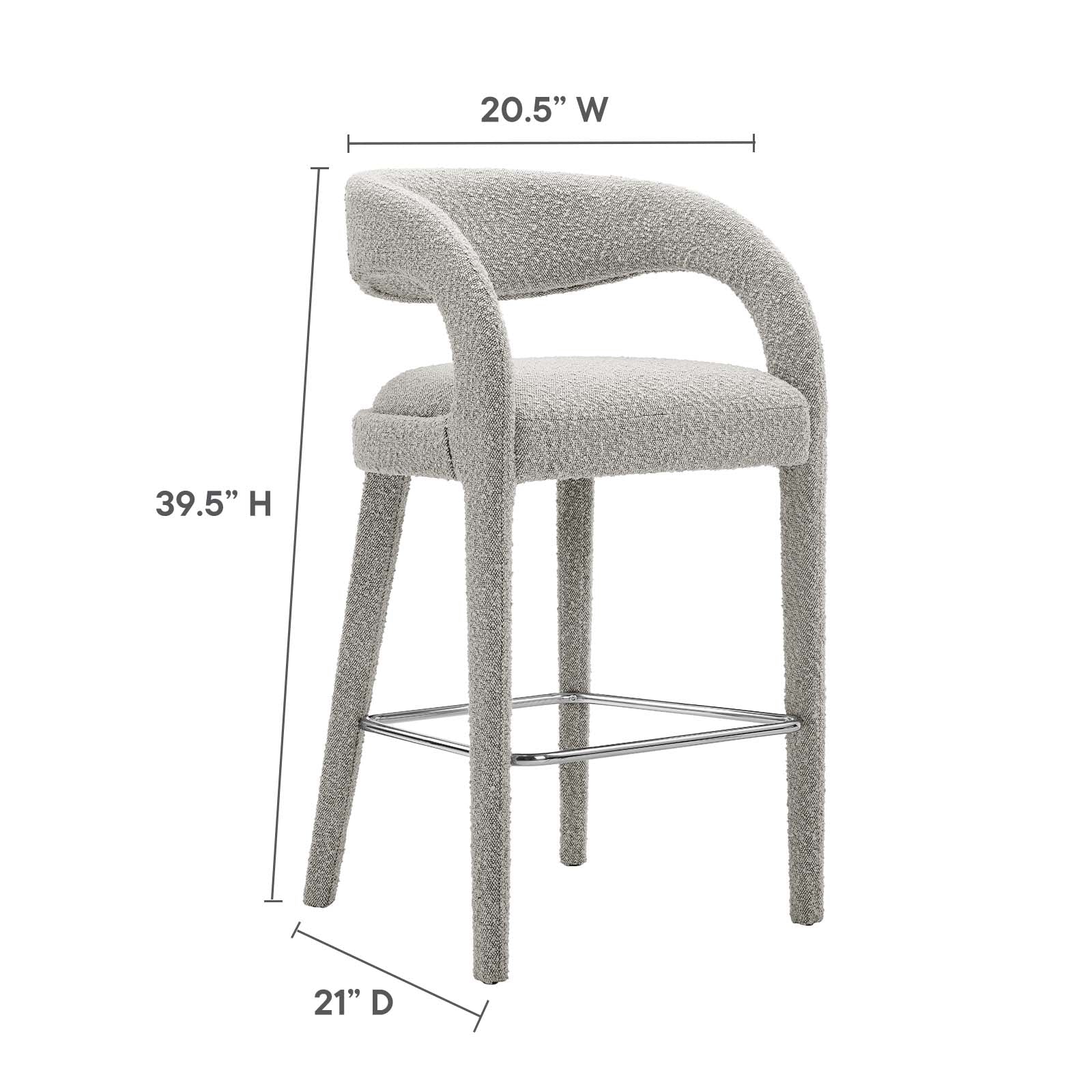 Pinnacle Boucle Upholstered Bar Stool Set of 2 by Modway