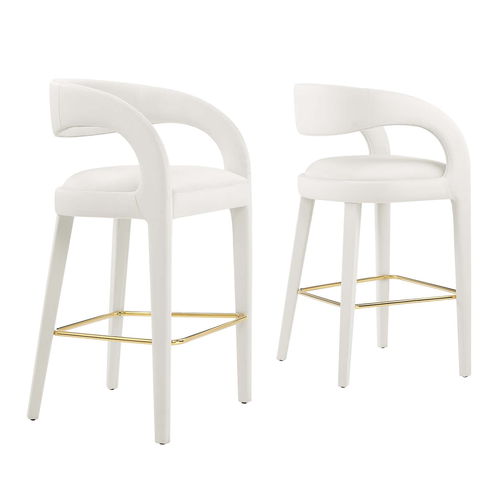 Pinnacle Performance Velvet Bar Stool Set of 2 by Modway