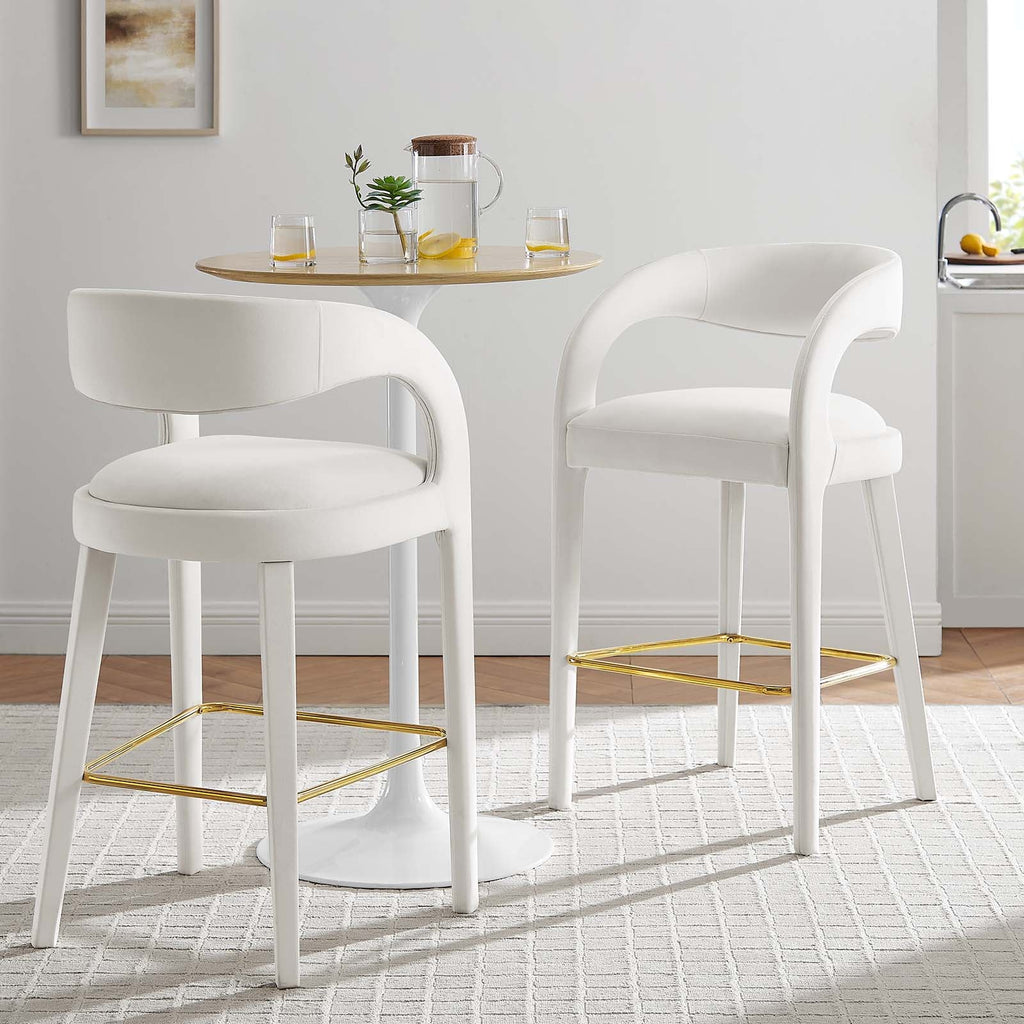 Pinnacle Performance Velvet Bar Stool Set of 2 by Modway