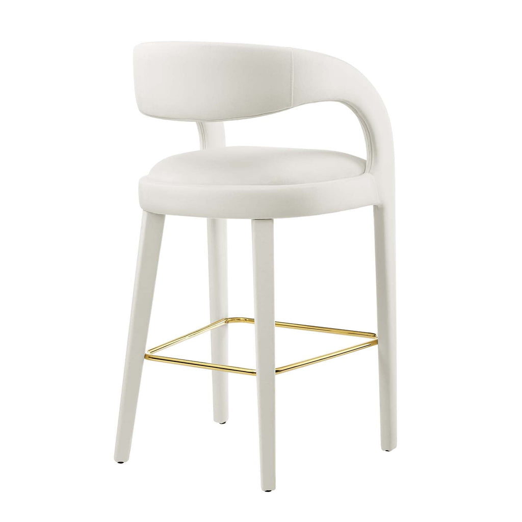 Pinnacle Performance Velvet Bar Stool Set of 2 by Modway