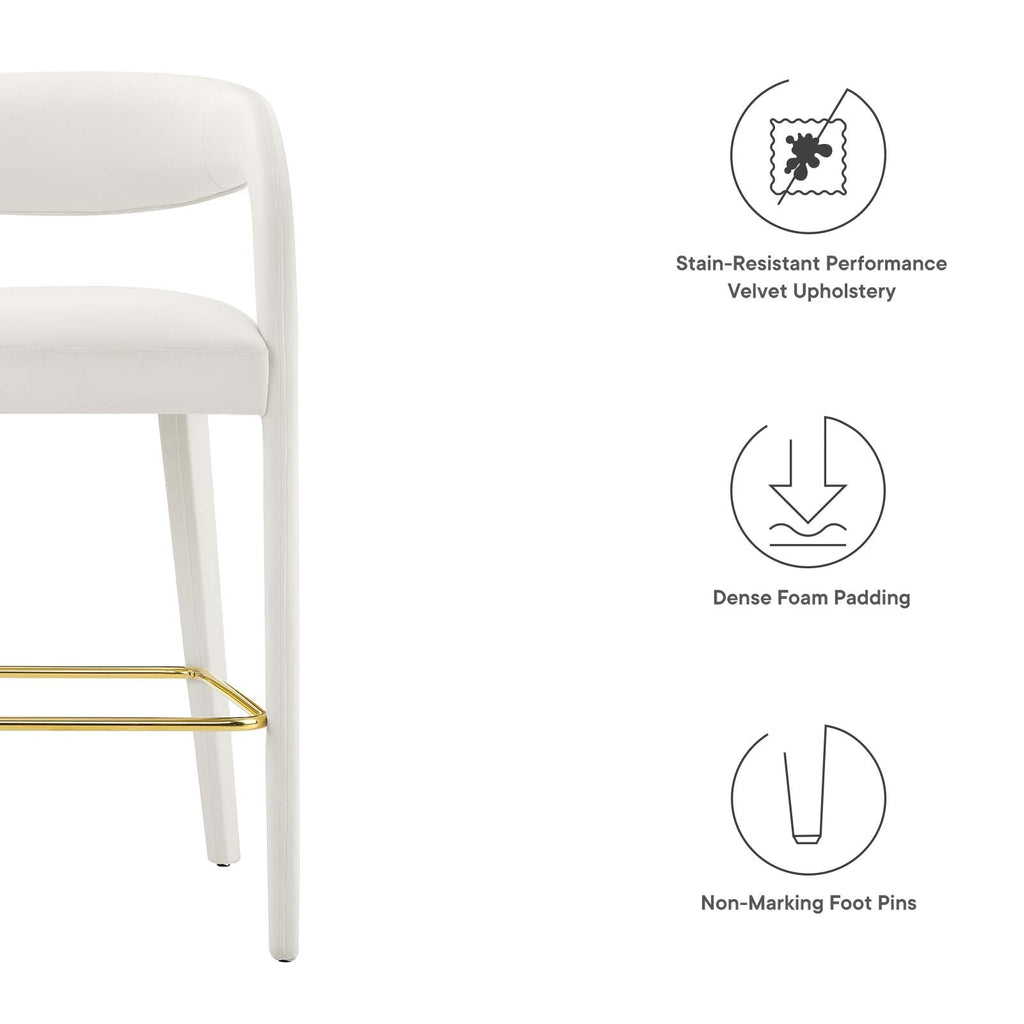 Pinnacle Performance Velvet Bar Stool Set of 2 by Modway