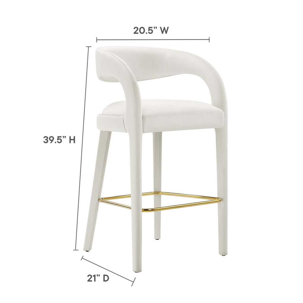 Pinnacle Performance Velvet Bar Stool Set of 2 by Modway