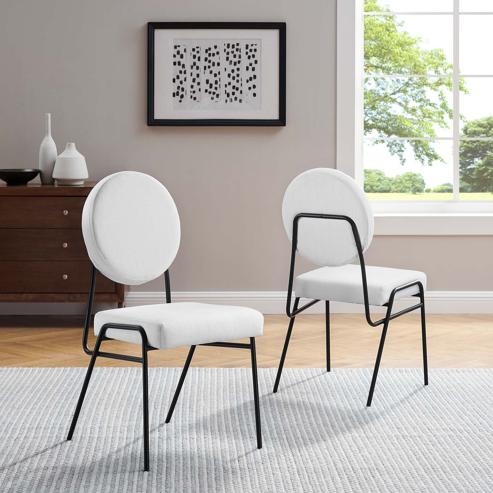 Craft Upholstered Fabric Dining Side Chairs Set of 2 by Modway