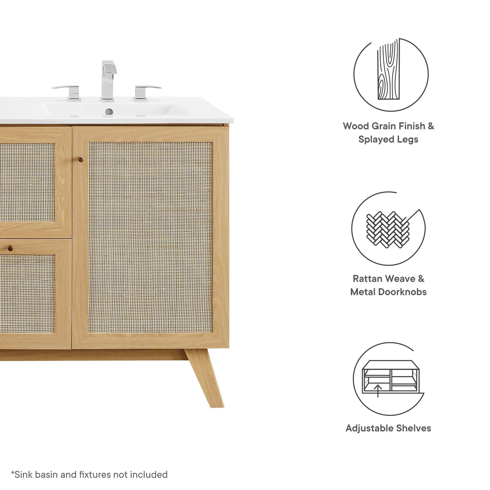 Soma 48Ó Single or Double Sink Compatible Bathroom Vanity Cabinet (Sink Basin Not Included) by Modway
