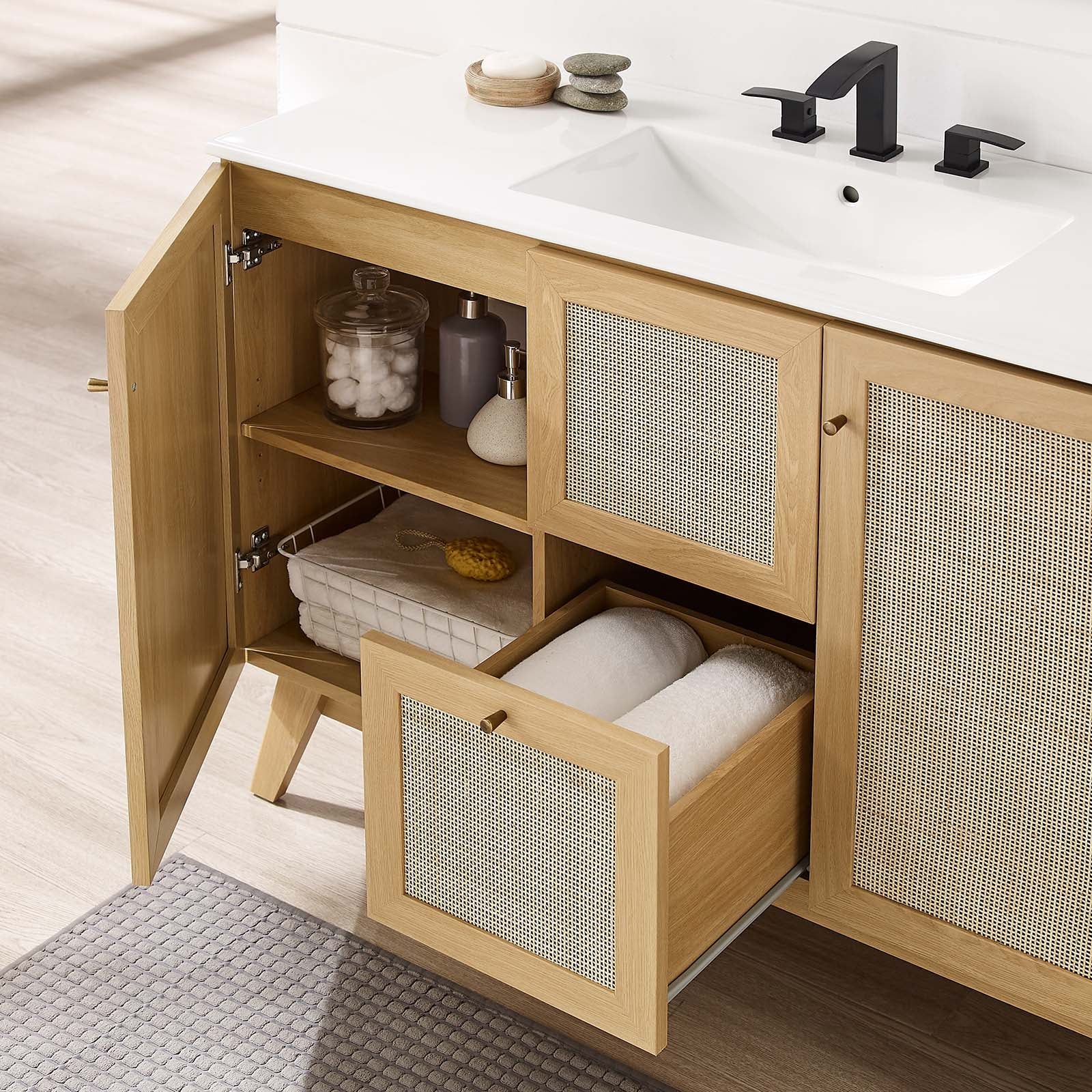 Soma 48Ó Single or Double Sink Compatible Bathroom Vanity Cabinet (Sink Basin Not Included) by Modway