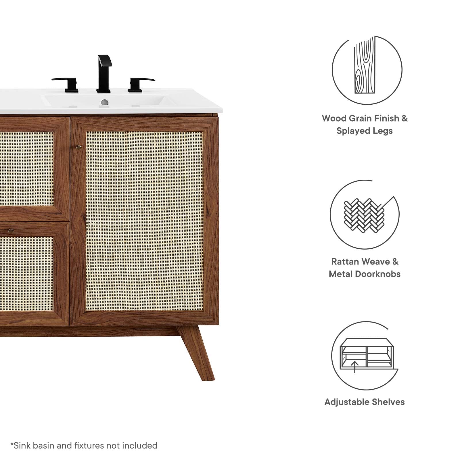 Soma 48Ó Single or Double Sink Compatible Bathroom Vanity Cabinet (Sink Basin Not Included) by Modway