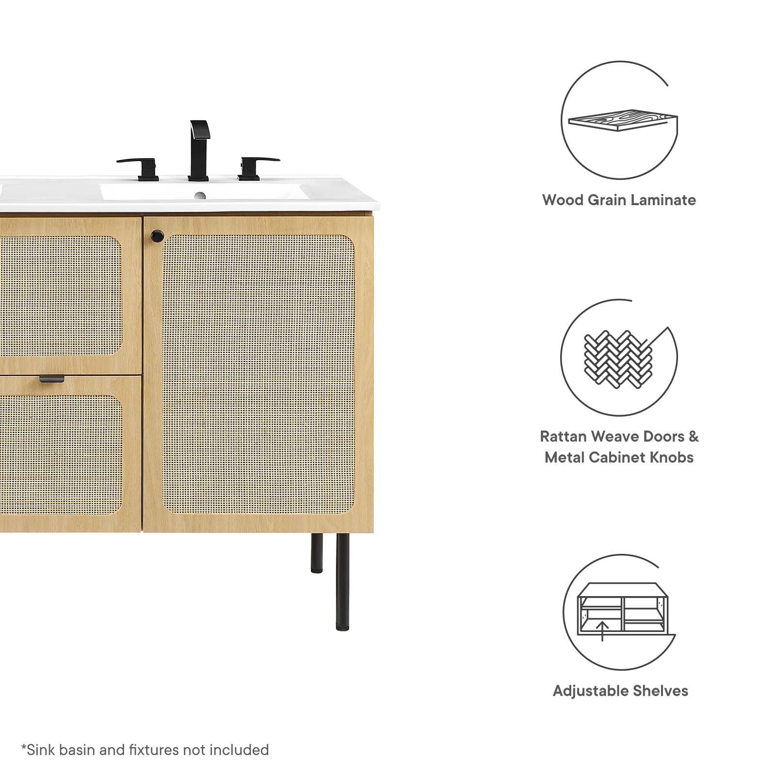Chaucer 48" Bathroom Vanity Cabinet (Sink Basin Not Included) by Modway