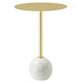 Aliza Round White Marble Side Table by Modway