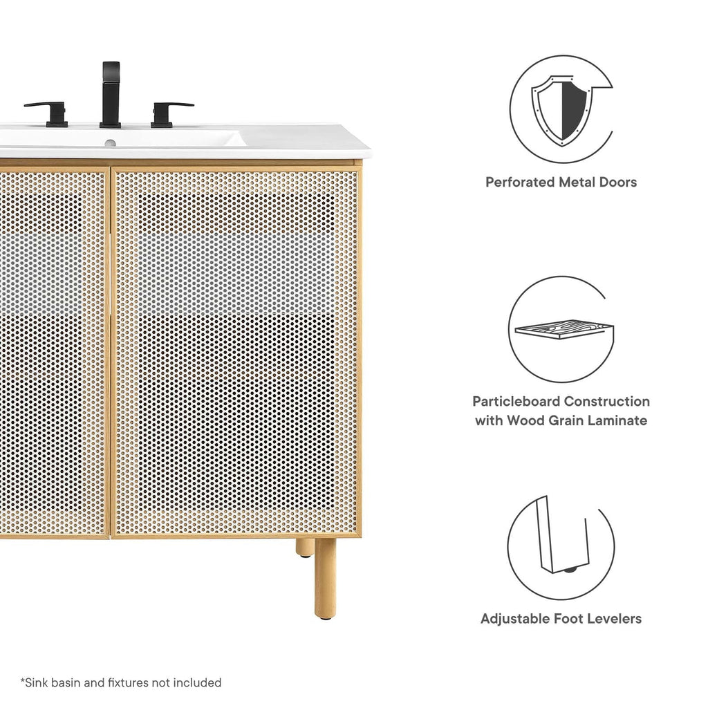 Calla 36" Perforated Metal Bathroom Vanity Cabinet (Sink Basin Not Included) by Modway