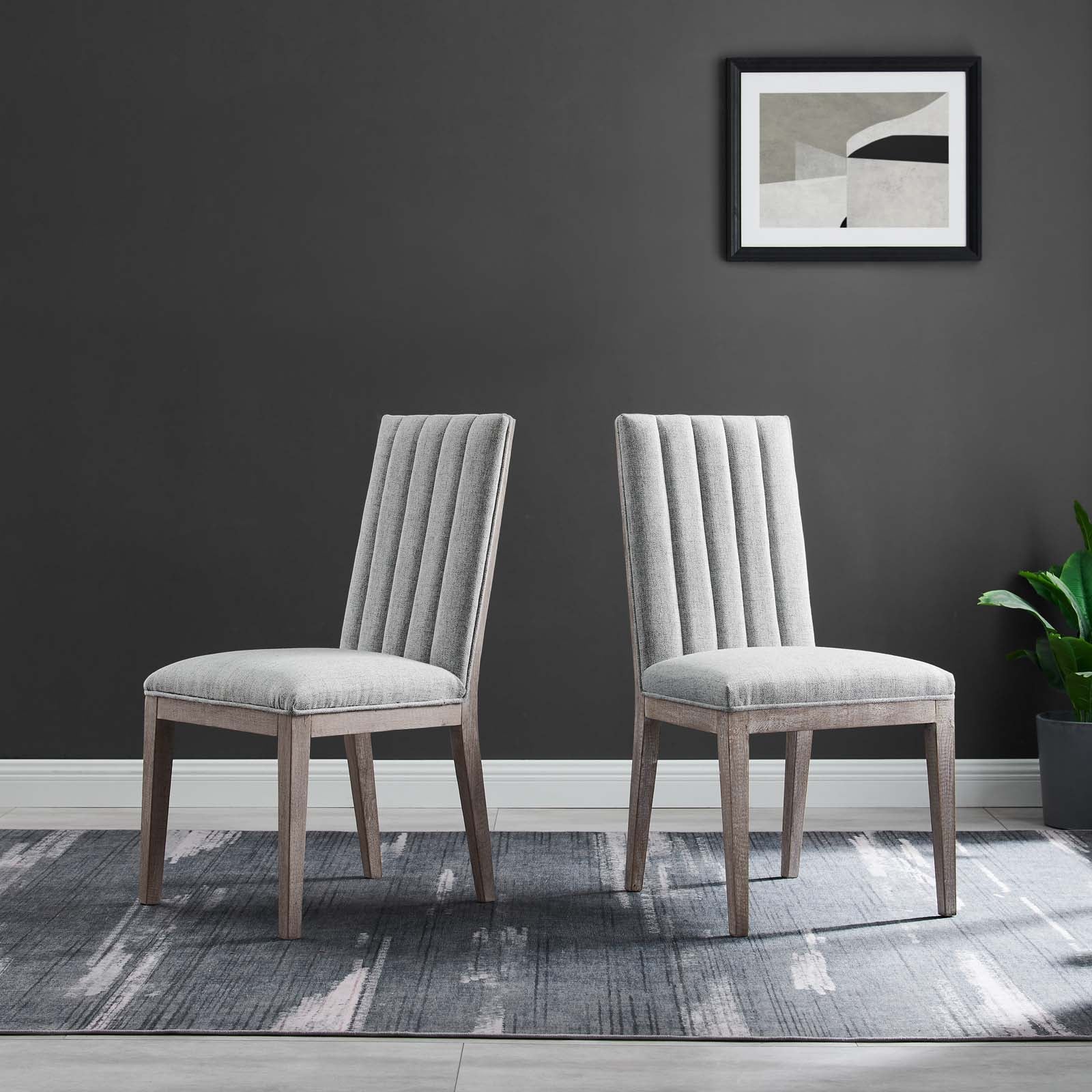Maisonette French Vintage Tufted Fabric Dining Side Chairs Set of 2 by Modway