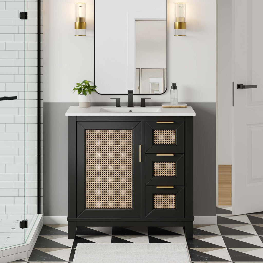 Dixie 36Ó Solid Wood Bathroom Vanity Cabinet (Sink Basin Not Included) by Modway