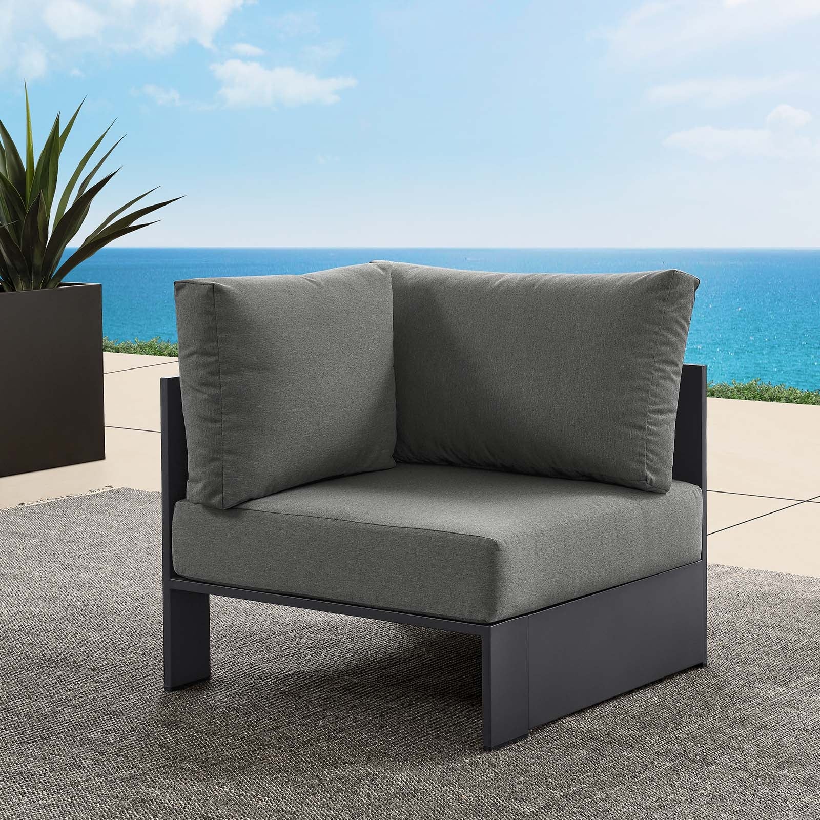 Tahoe Outdoor Patio Powder-Coated Aluminum Modular Corner Chair by Modway