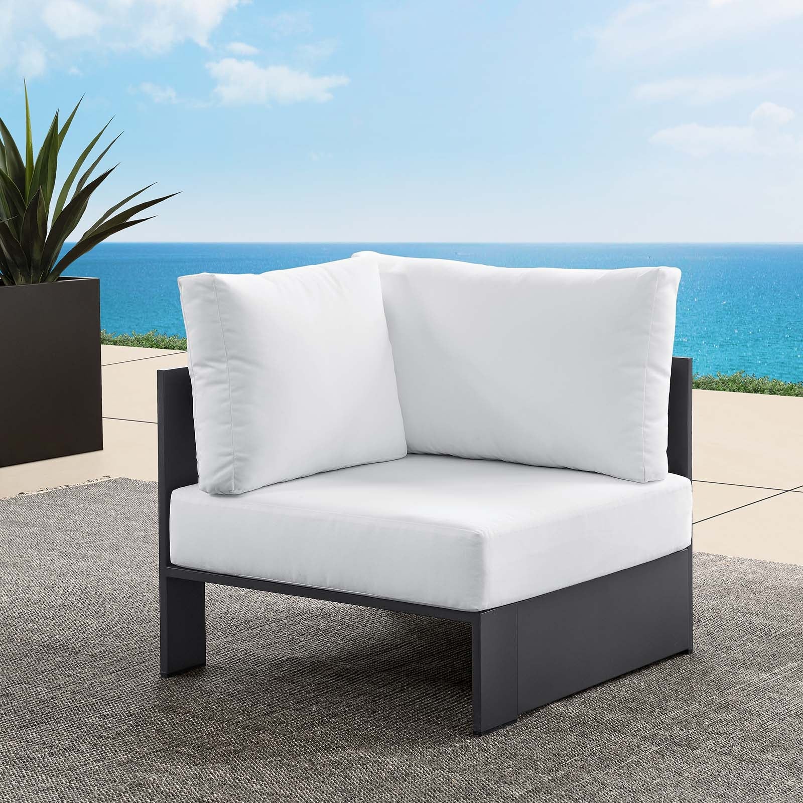 Tahoe Outdoor Patio Powder-Coated Aluminum Modular Corner Chair by Modway