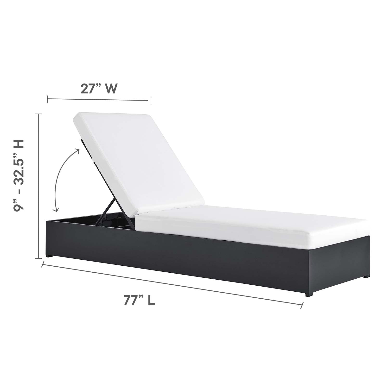 Tahoe Outdoor Patio Powder-Coated Aluminum Chaise Lounge Chair by Modway