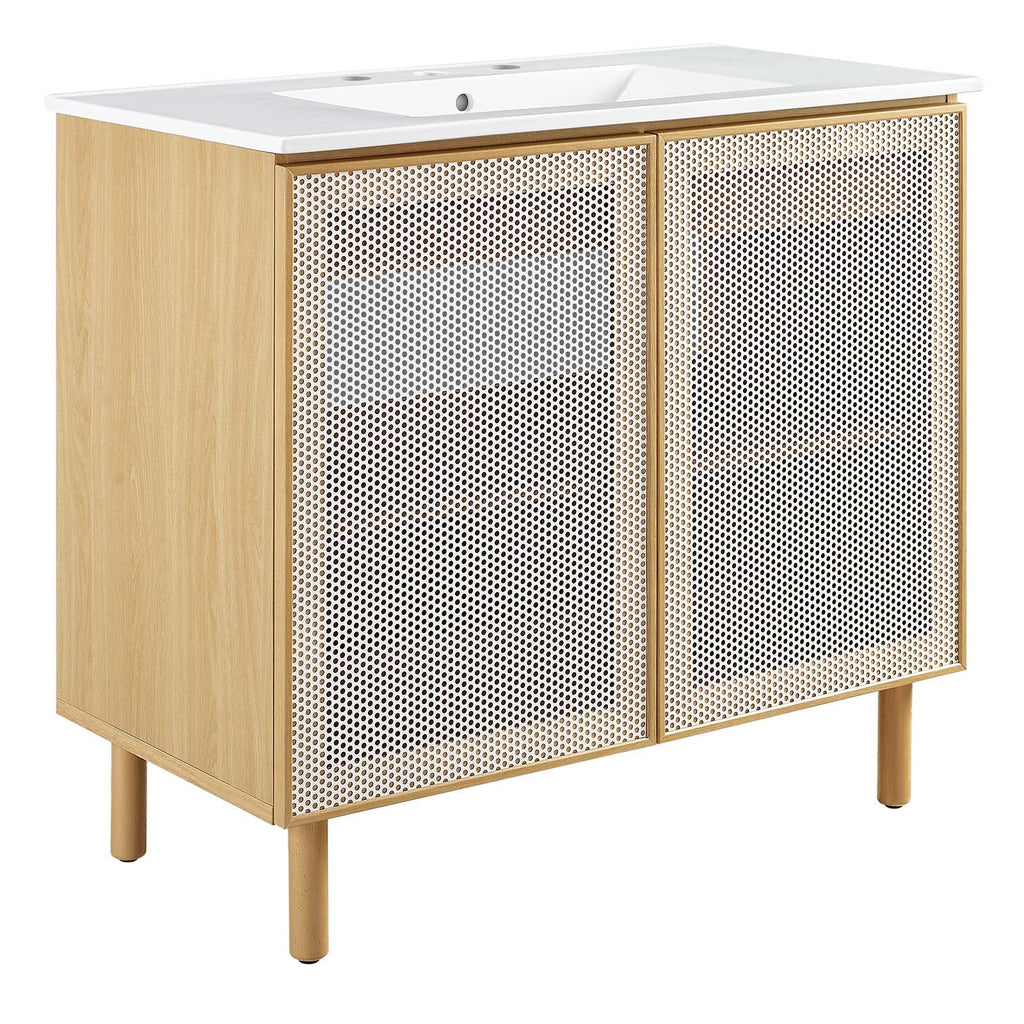 Calla 36" Perforated Metal Bathroom Vanity by Modway