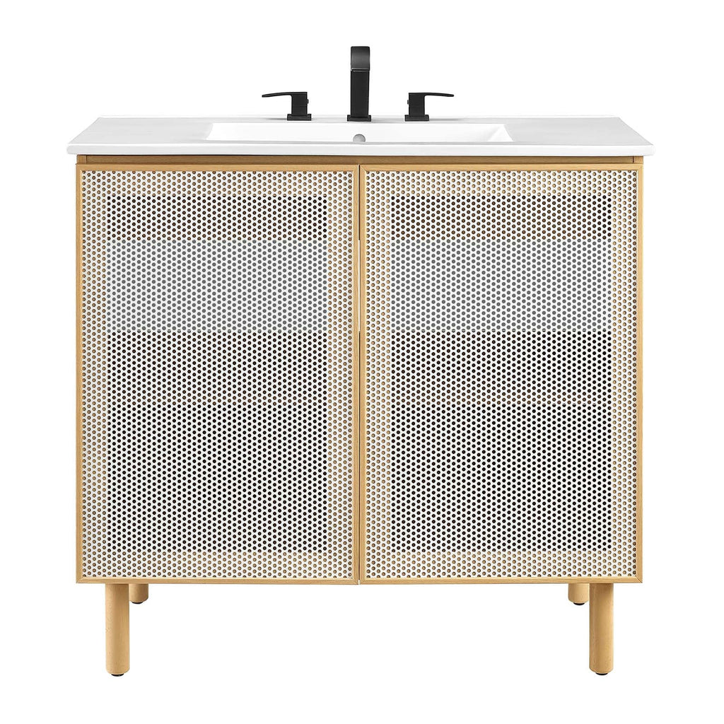 Calla 36" Perforated Metal Bathroom Vanity by Modway