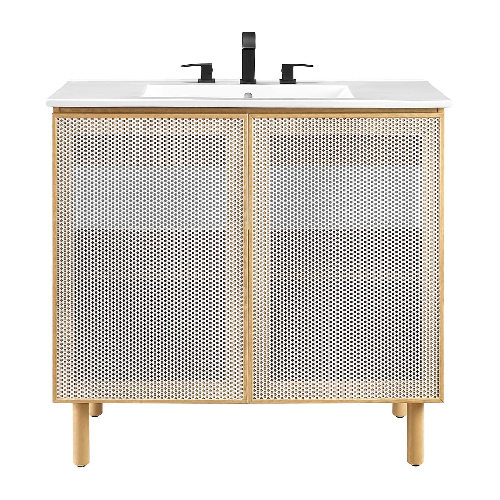 Calla 36" Perforated Metal Bathroom Vanity by Modway
