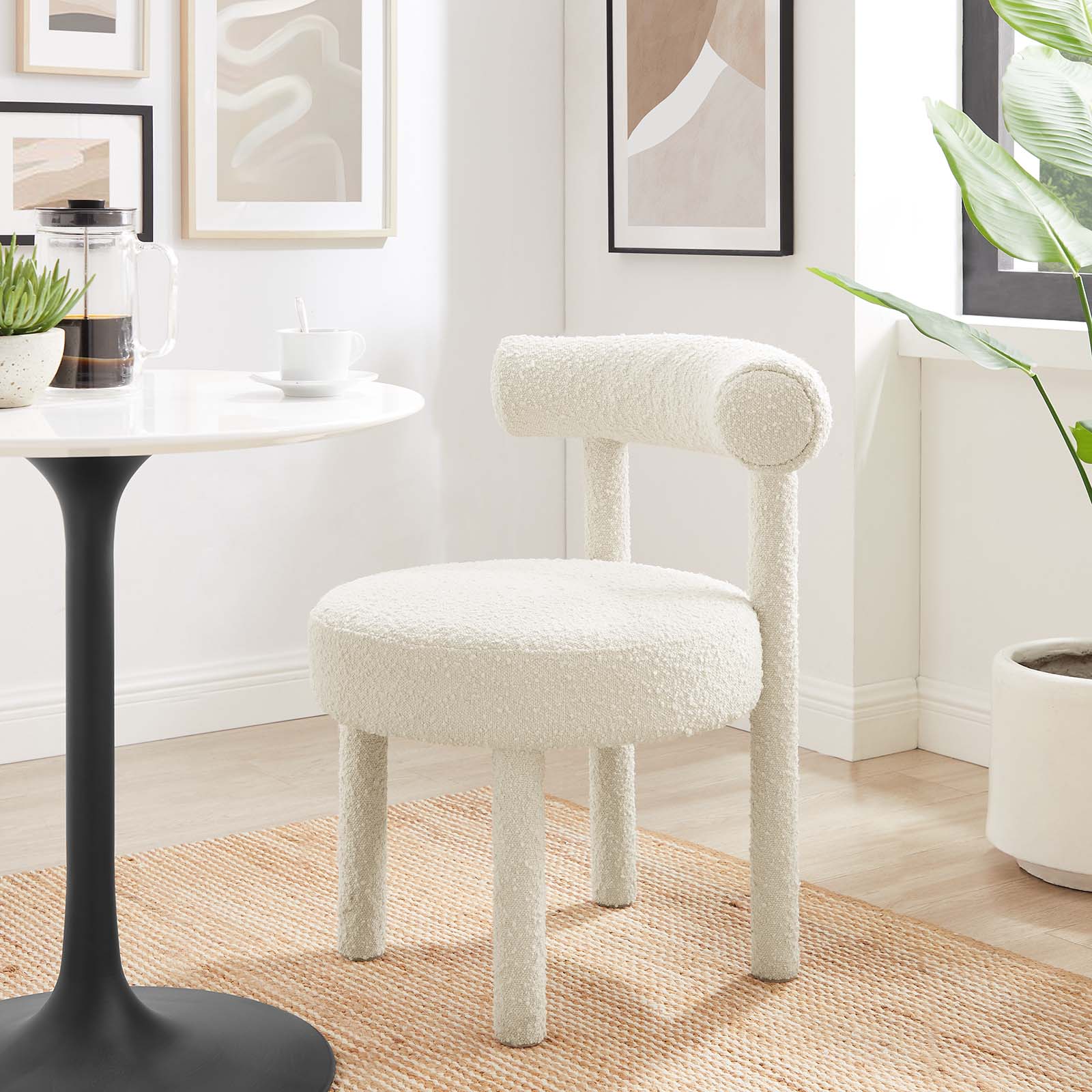 Toulouse Boucle Fabric Dining Chair Set of 2 by Modway