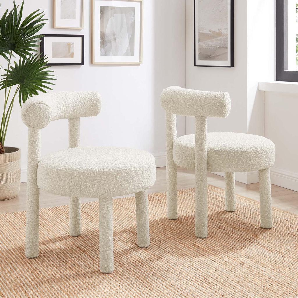Toulouse Boucle Fabric Dining Chair Set of 2 by Modway