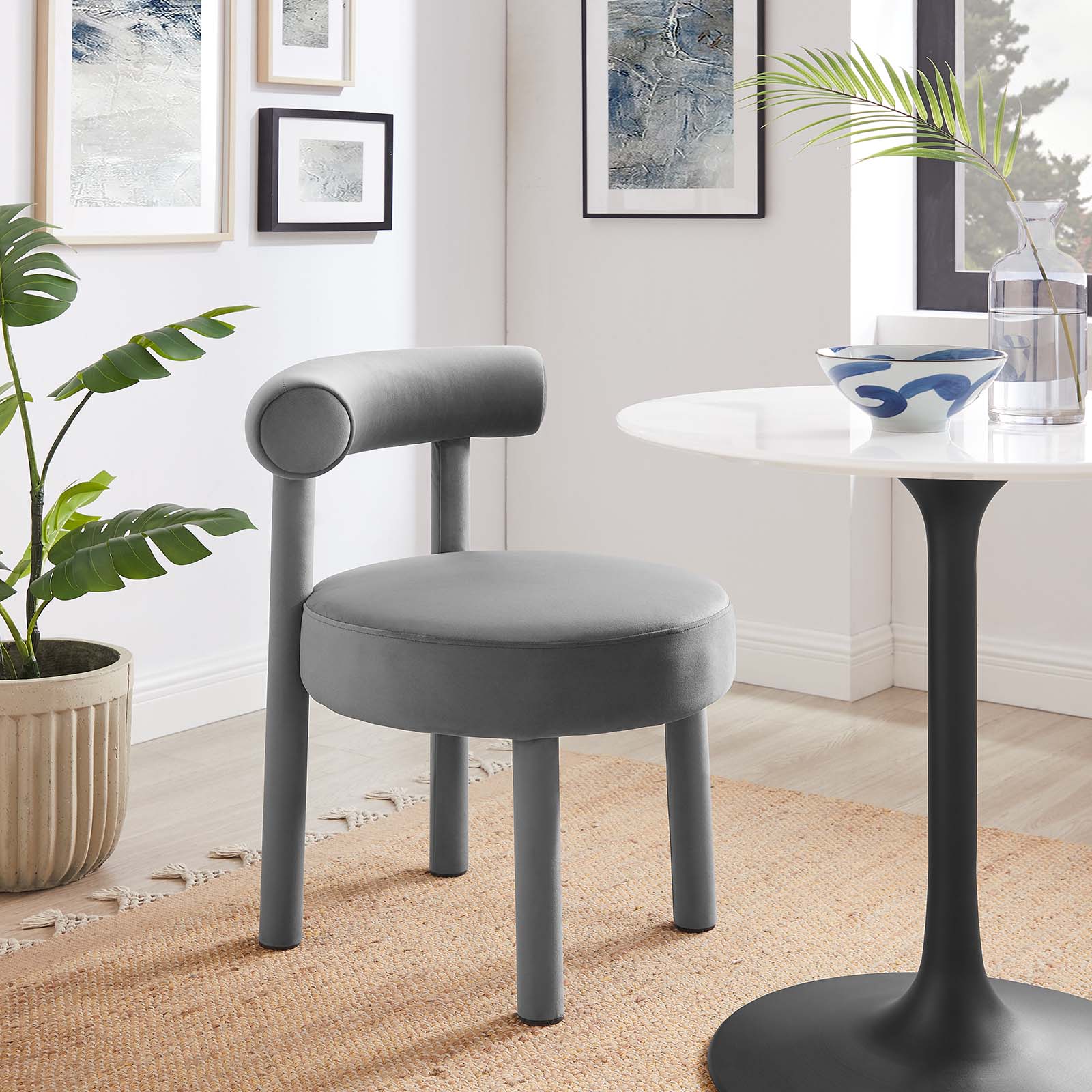 Toulouse Performance Velvet Dining Chair Set of 2 by Modway