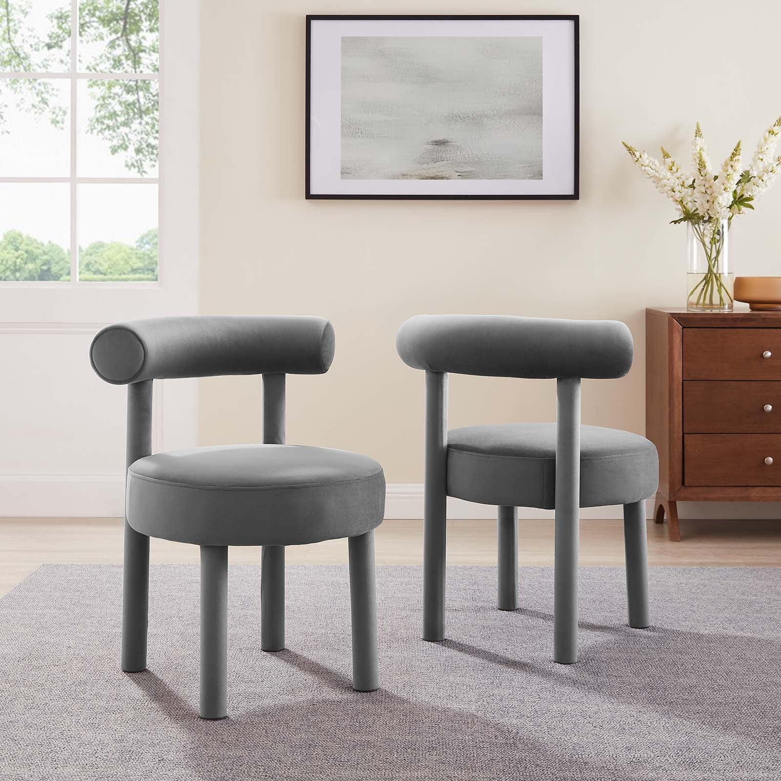 Toulouse Performance Velvet Dining Chair Set of 2 by Modway