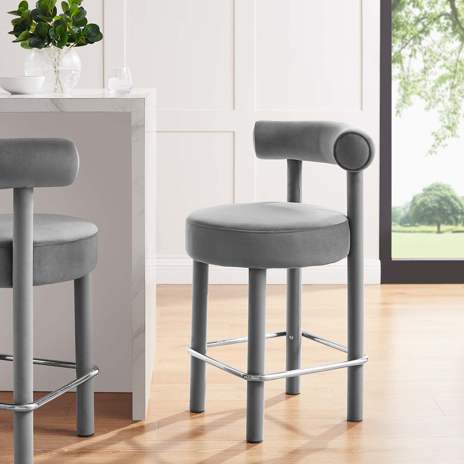 Toulouse Performance Velvet Counter Stool Set of 2 by Modway