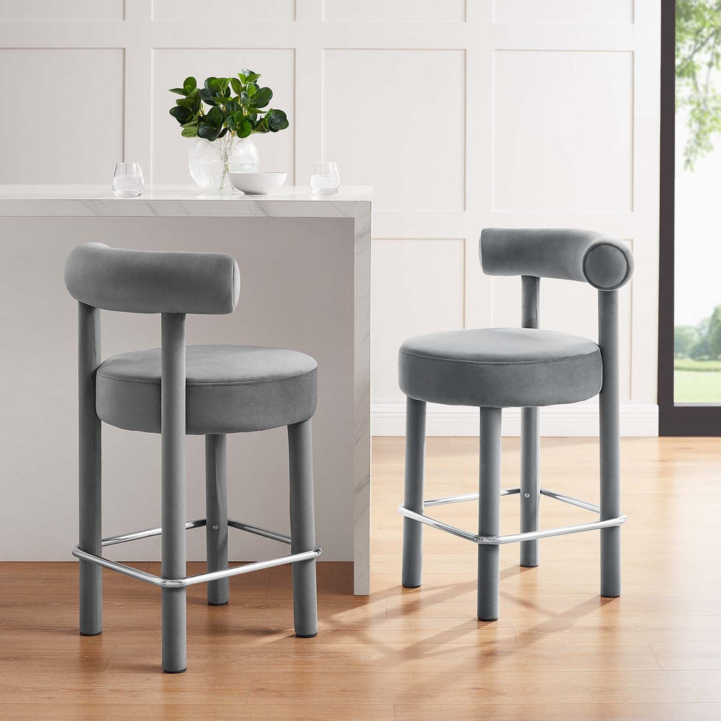 Toulouse Performance Velvet Counter Stool Set of 2 by Modway