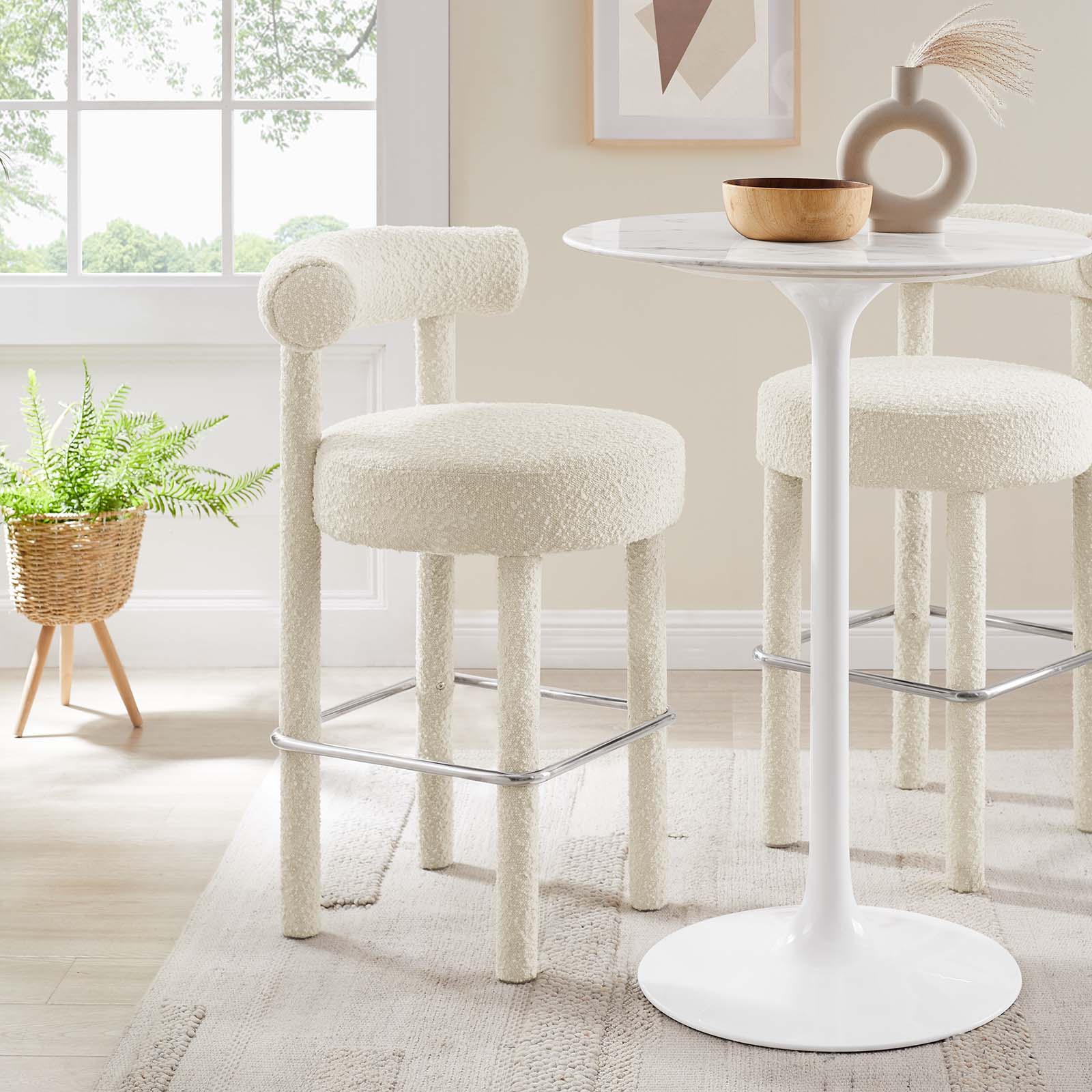Toulouse Boucle Fabric Bar Stool Set of 2 by Modway
