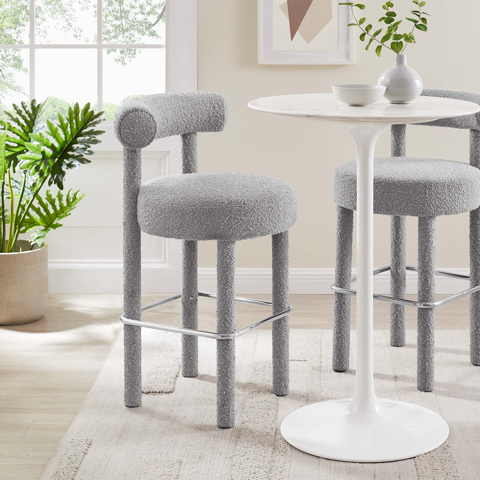 Toulouse Boucle Fabric Bar Stool Set of 2 by Modway