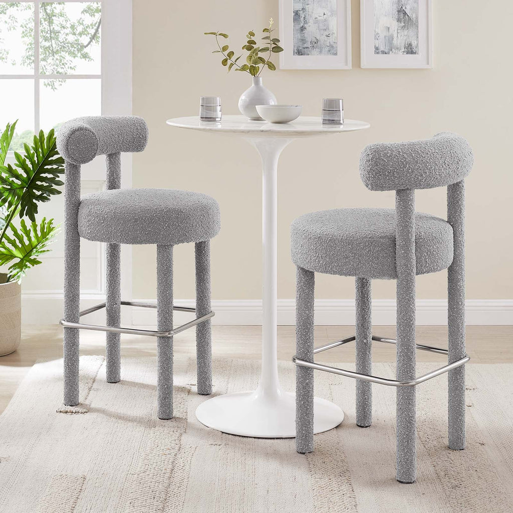Toulouse Boucle Fabric Bar Stool Set of 2 by Modway
