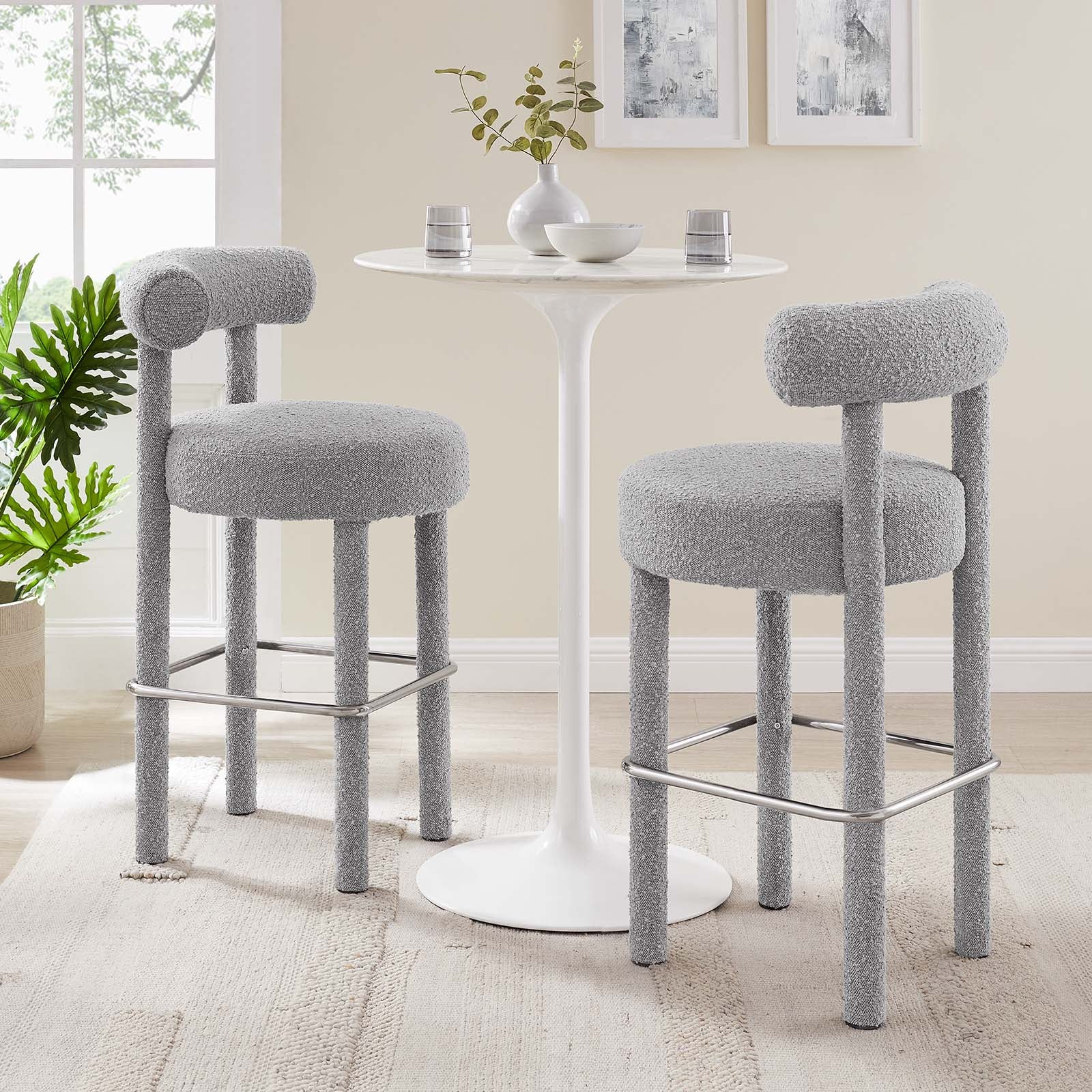 Toulouse Boucle Fabric Bar Stool Set of 2 by Modway