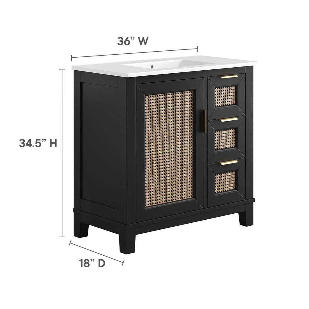 Dixie 36Ó Solid Wood Bathroom Vanity Cabinet by Modway
