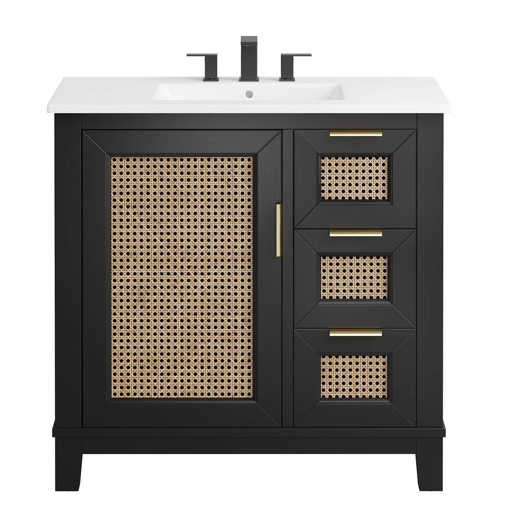 Dixie 36Ó Solid Wood Bathroom Vanity Cabinet by Modway