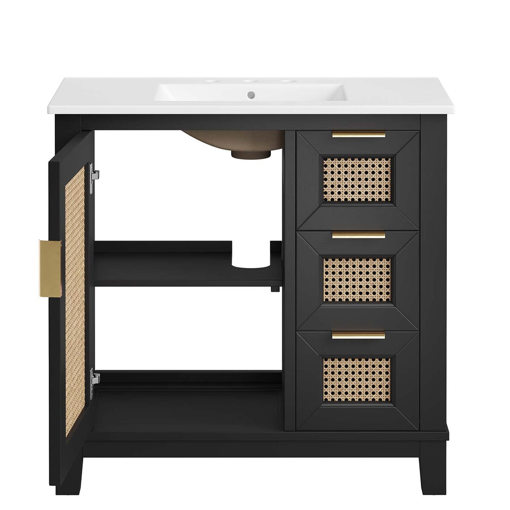 Dixie 36Ó Solid Wood Bathroom Vanity Cabinet by Modway