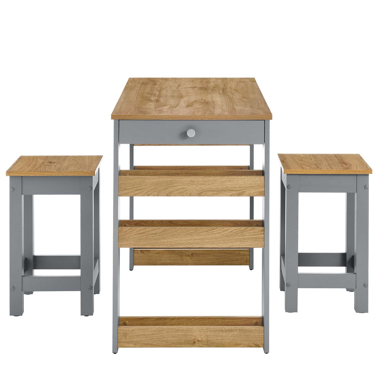 Galley 3-Piece Kitchen Island and Stool Set by Modway