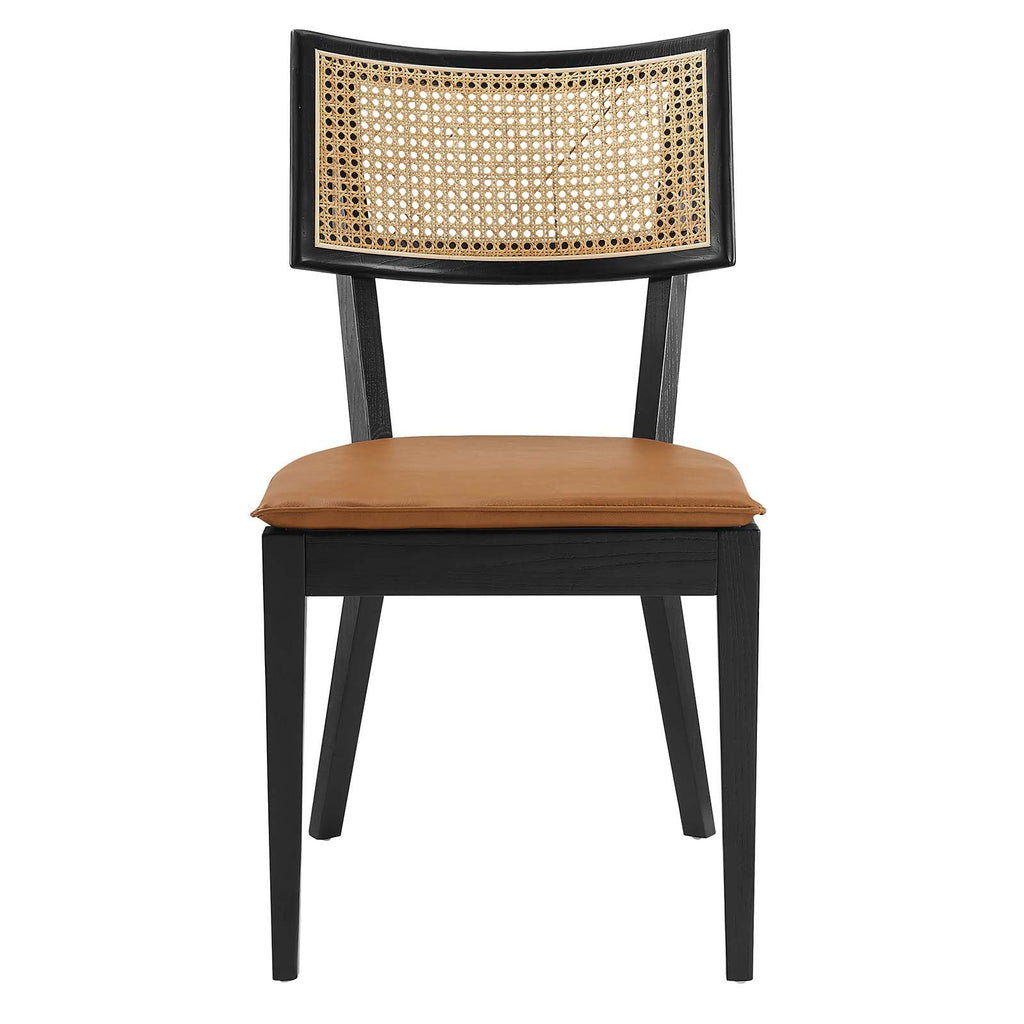 Caledonia Vegan Leather Upholstered Wood Dining Chairs Set of 2 by Modway