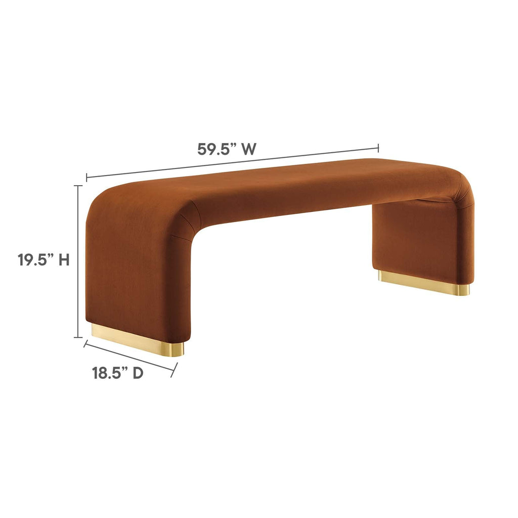 Koda Performance Velvet Waterfall Long Bench by Modway