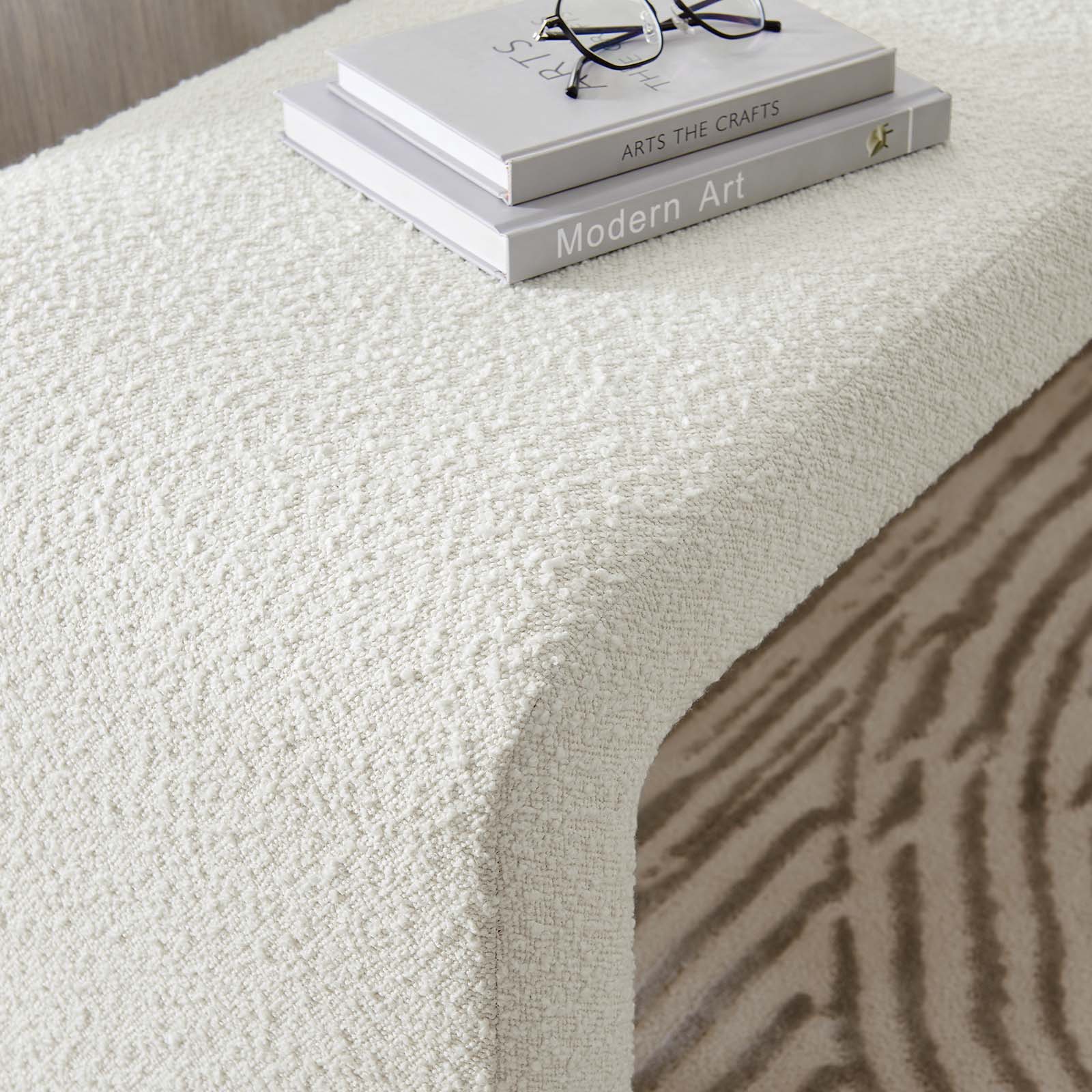 Simba Boucle Fabric Waterfall Long Bench by Modway