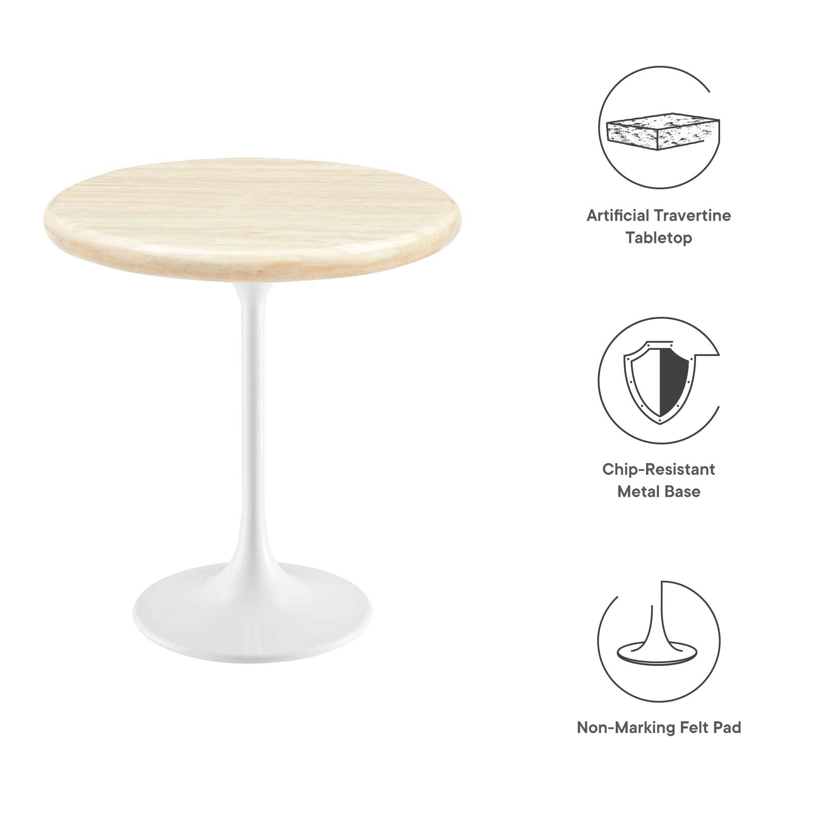 Lippa 20" Round Faux Travertine Side Table by Modway