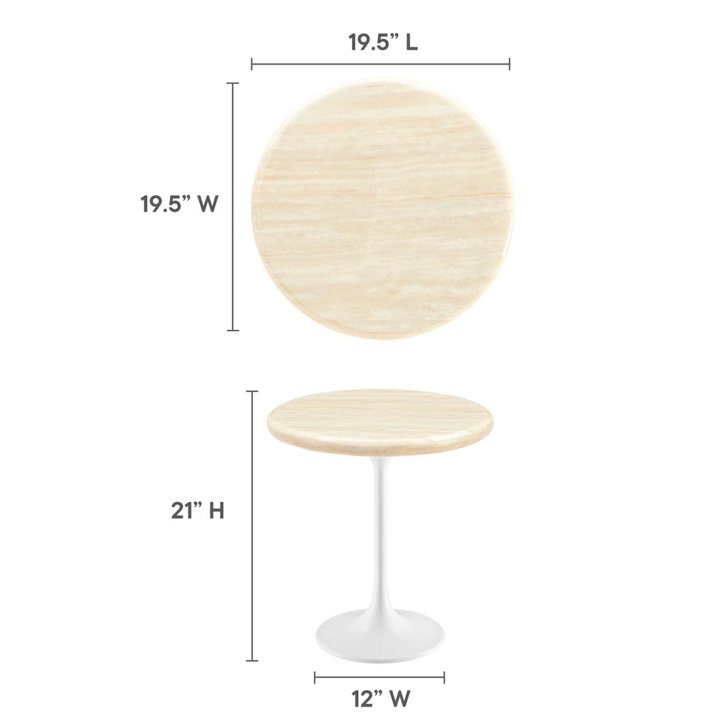 Lippa 20" Round Faux Travertine Side Table by Modway
