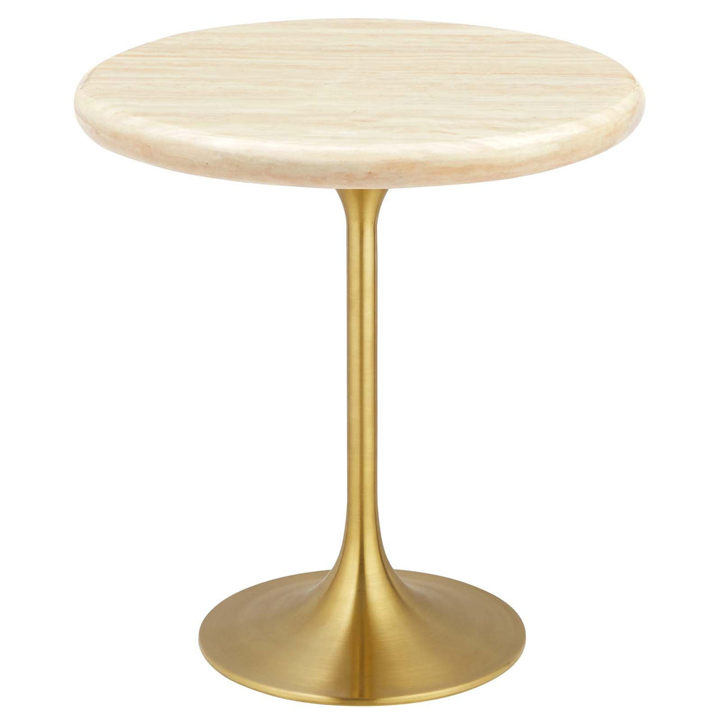 Lippa 20" Round Faux Travertine Side Table by Modway