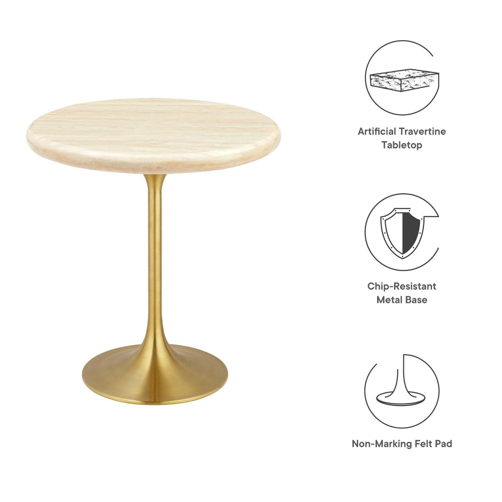 Lippa 20" Round Faux Travertine Side Table by Modway
