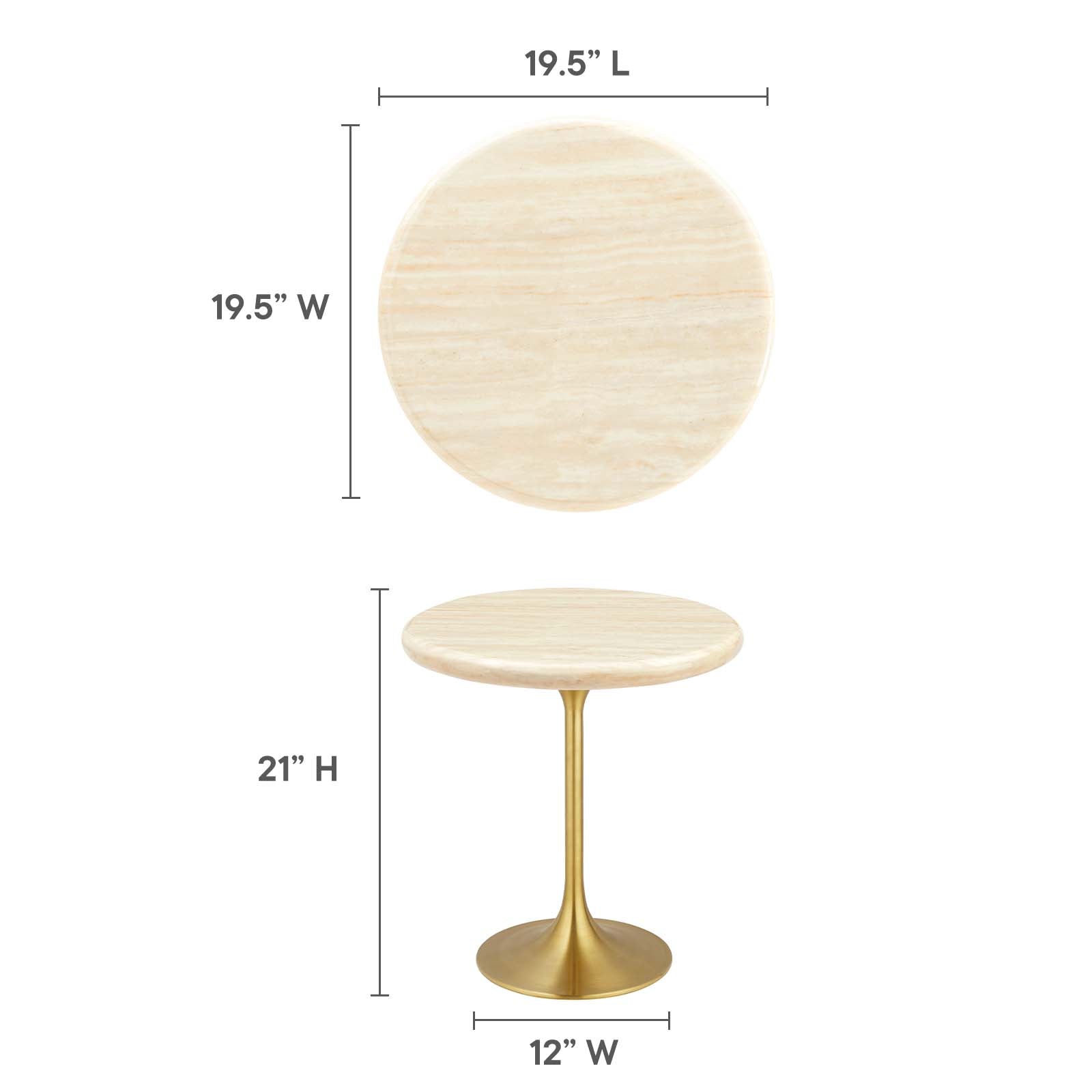 Lippa 20" Round Faux Travertine Side Table by Modway