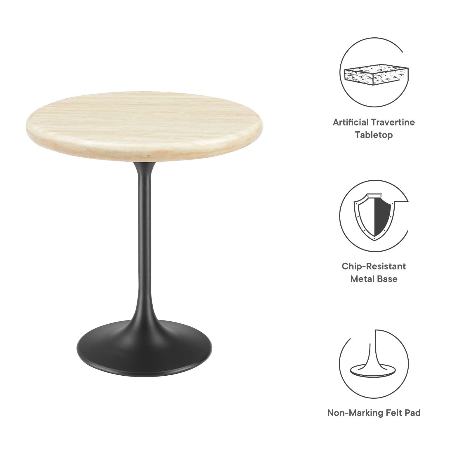 Lippa 20" Round Faux Travertine Side Table by Modway