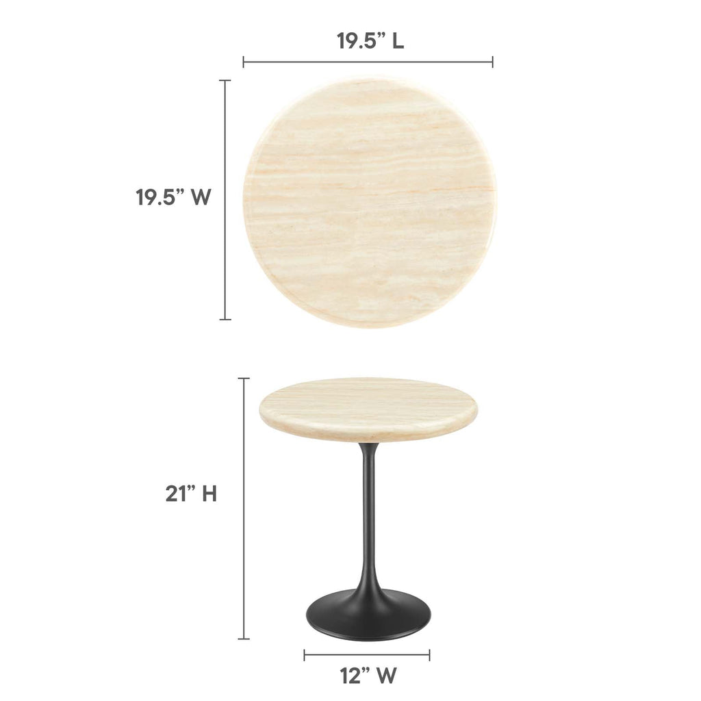 Lippa 20" Round Faux Travertine Side Table by Modway