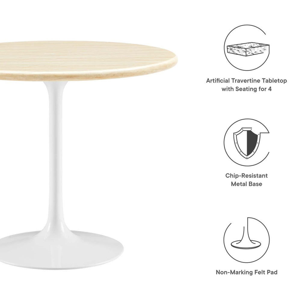 Lippa 36" Round Faux Travertine Dining Table by Modway