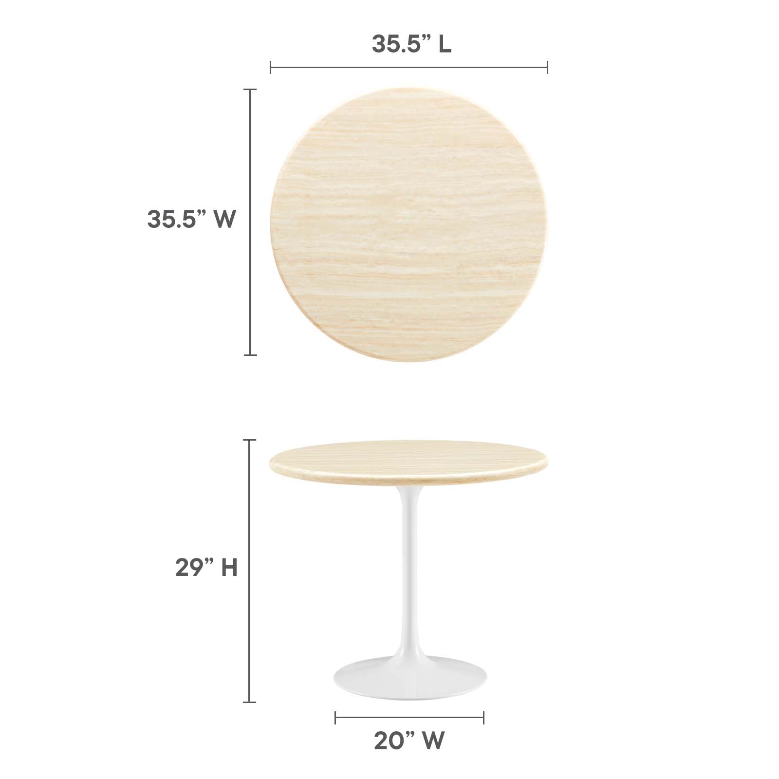 Lippa 36" Round Faux Travertine Dining Table by Modway