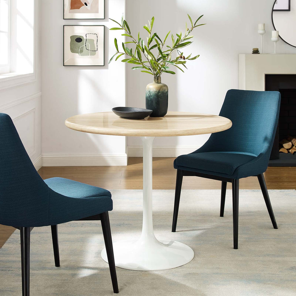 Lippa 36" Round Faux Travertine Dining Table by Modway